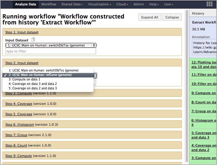 workflow select inputs