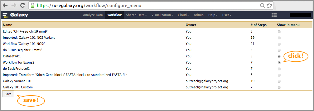 workflow configure tool menu